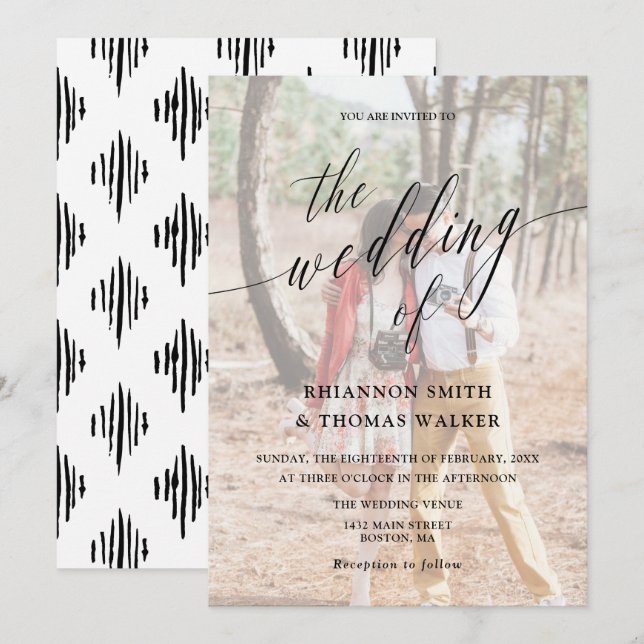 Convite Casamento Personalizado De Fotografia Da Caligrafi (Frente/Verso)