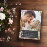 Convite Casamento Personalizado De Fotografias De Cherry B<br><div class="desc">O convite para casamento de fotos da Cherry blossom, ao qual você pode adicionar uma foto que cobrir todo o convite. Sucursais de cereja cor-de-rosa enfeitam o convite para o casamento floral. Adicione seus nomes e os detalhes de seu casamento em uma etiqueta de carvão na parte inferior do convite...</div>
