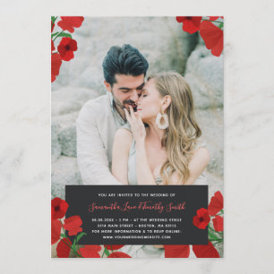 Convite Casamento Personalizado de Fotos de Poppies Vermel