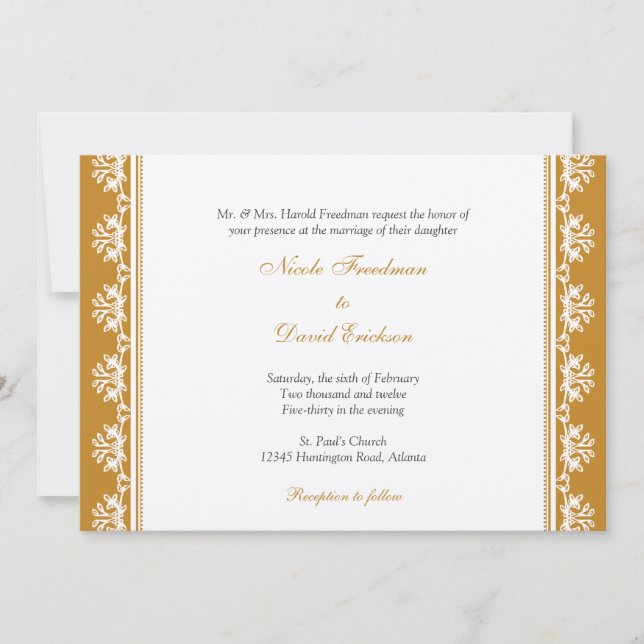 Convite Casamento personalizado de fronteira com o filigre (Frente)