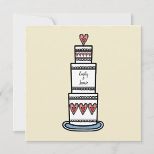 Convite Casamento Personalizado De Ilustração De Bolo De C