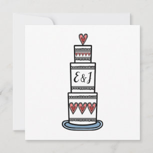 Convite Casamento Personalizado De Ilustração De Bolo De C