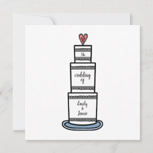Convite Casamento Personalizado De Ilustração De Bolo De C