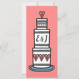 Convite Casamento Personalizado De Ilustração De Bolo De C