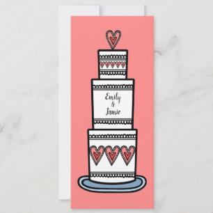 Convite Casamento Personalizado De Ilustração De Bolo De C