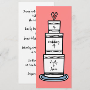 Convite Casamento Personalizado De Ilustração De Bolo De C