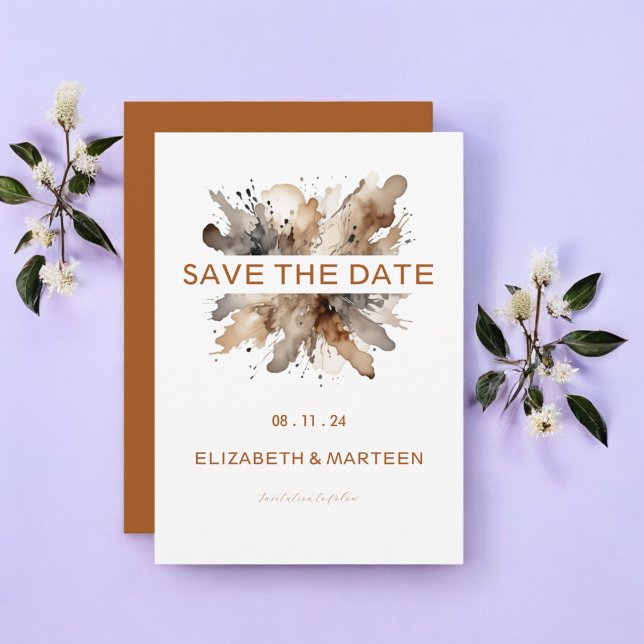 Convite Casamento Personalizado de Outono de Cores de Água (Criador carregado)