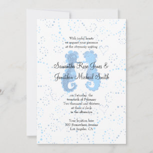 Convite Casamento Personalizado de Pointillismo Azul e Bra