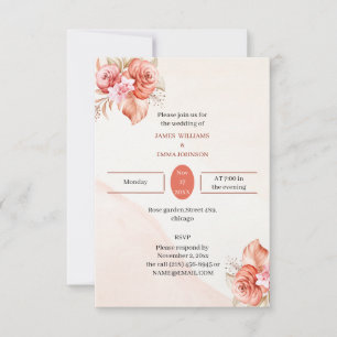 Convite Casamento Personalizado de Quadro Floral Elegante