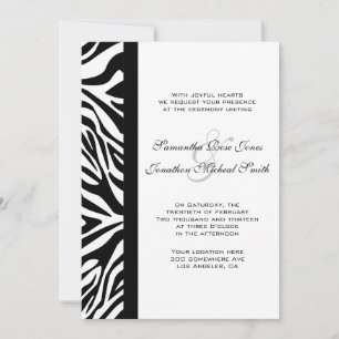 Convite Casamento Personalizado de Zebra Negra e Branca