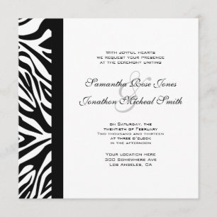 Convite Casamento Personalizado de Zebra Negra e Branca