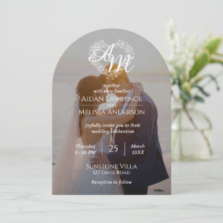 Convite Casamento personalizado do arco preto-e-branco