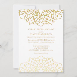 Convite Casamento Personalizado do Padrão Branco Dourado M