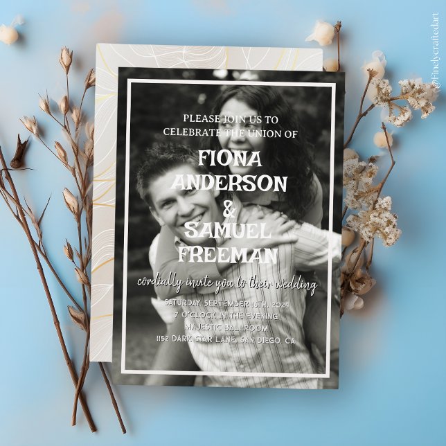 Convite Casamento Personalizado Elegante de Fotografias a  (Criador carregado)