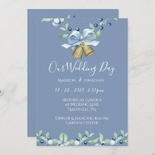 Convite Casamento Personalizado Elegante De Script Azul bo