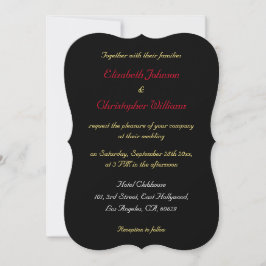 Convite Casamento Personalizado Elegante Preto Dourado Pra