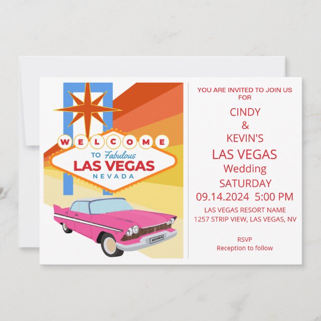Convite Casamento Personalizado em Las Vegas (Frente)