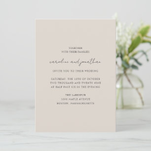 Convite Casamento Personalizado em Marfim Elegante Roteiro