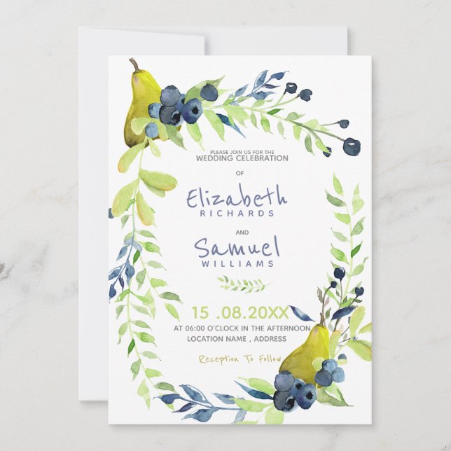 Convite Casamento Personalizado Floral Rústico de Outono c (Frente)