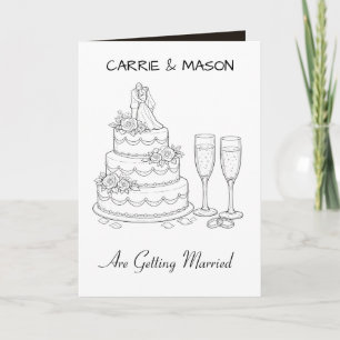 Convite Casamento Personalizado Preto e Branco Simples Ele