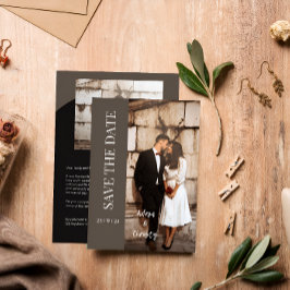 Convite Casamento Personalizado Preto Minimalista Castanho