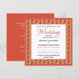 Convite Casamento Personalizado Quadrado CorAL ROSA Floral