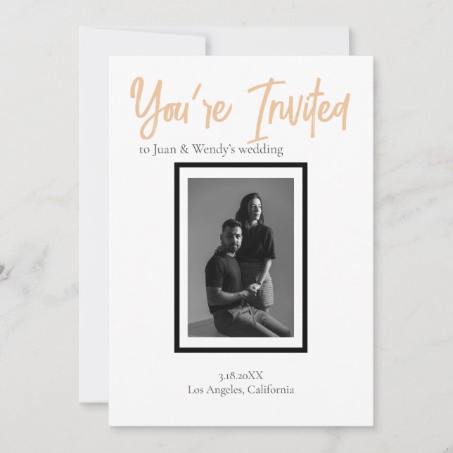 Convite Casamento Personalizado Simples e Minimalista com  (Frente)