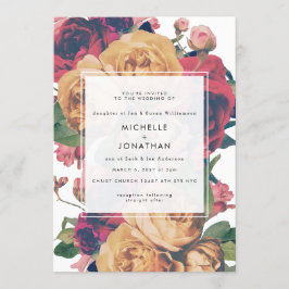 Convite Casamento Personalizável de Rosas Modernos Boho
