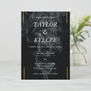 Convite Casamento PERSONALIZÁVEL Dourado de Fumaça Negra