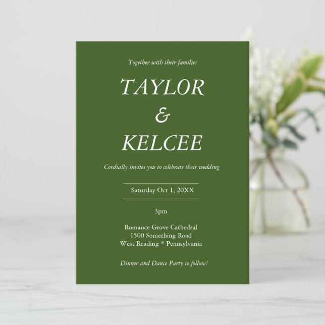 Convite Casamento PERSONALIZÁVEL Floresta Verde (Em pé/Frente)