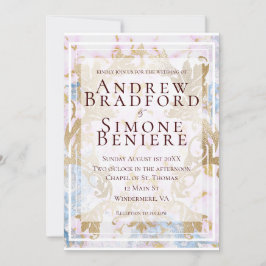 Convite Casamento Personalizável Rococo