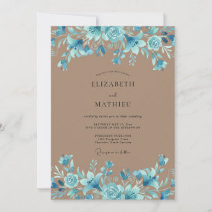 Convite Casamento Pétala Água Marrom