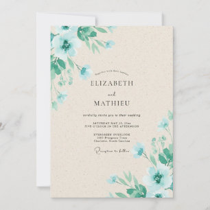 Convite Casamento Pétala Água Mint