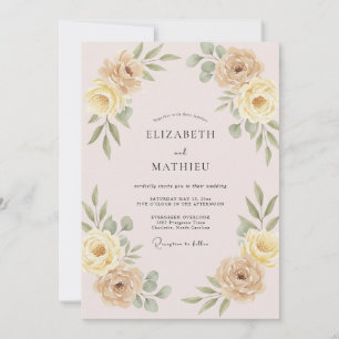 Convite Casamento Pétala Amarela Champanhe