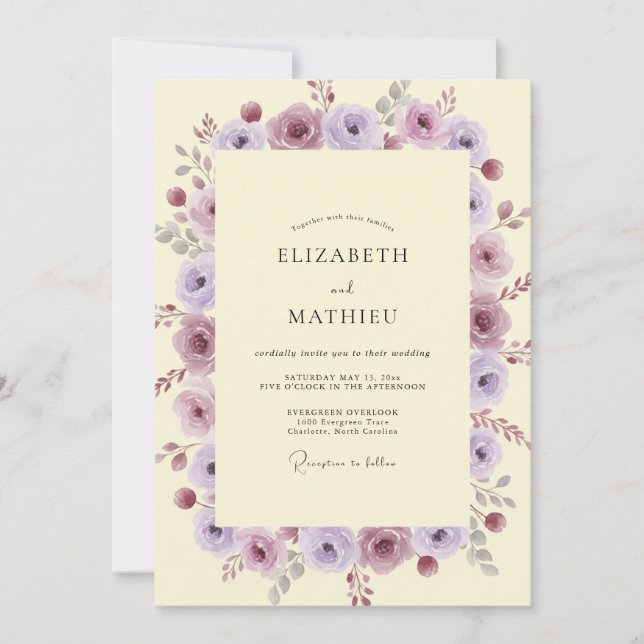 Convite Casamento Pétala Amarela Lavanda (Frente)