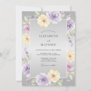 Convite Casamento Pétala Amarela Lilás