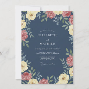 Convite Casamento Pétala Amarela Meia-Noite Flor Silvestre
