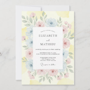 Convite Casamento Pétala Amarela Pastel
