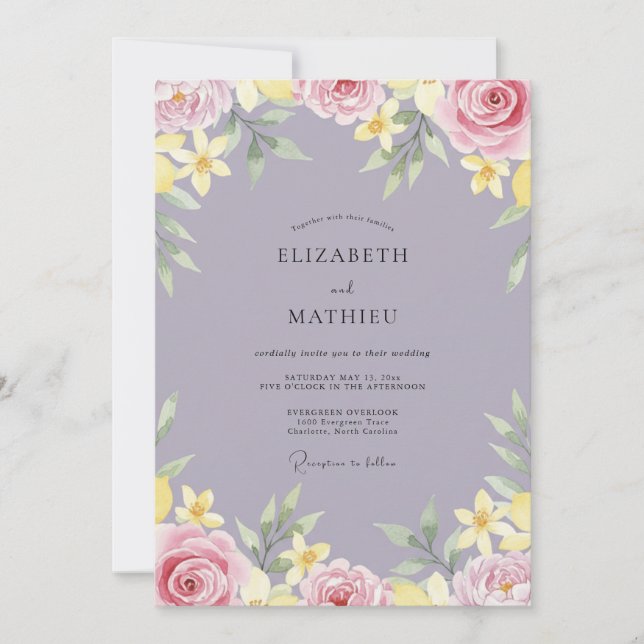 Convite Casamento Pétala Amarela Rosa Murcho (Frente)