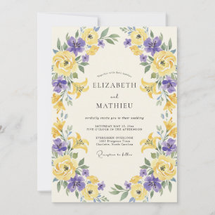 Convite Casamento Pétala Amarela Roxa