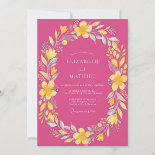Convite Casamento Pétala Amarelo Magenta
