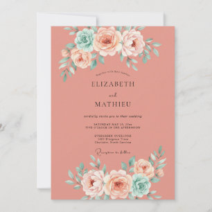 Convite Casamento Pétala Aqua Argila