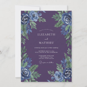 Convite Casamento Pétala Aquarela Ameixa