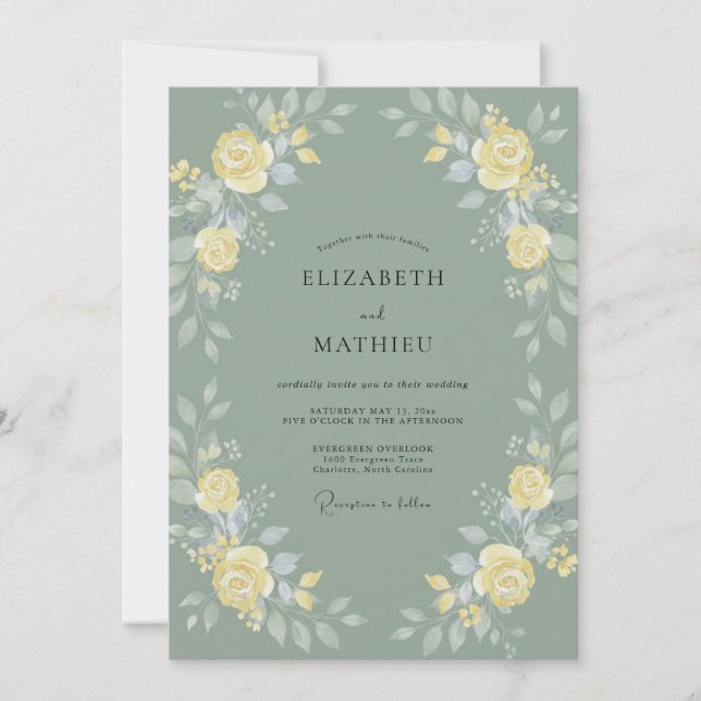 Convite Casamento Pétala Ardósia Champanhe Dourado (Frente)