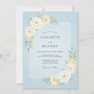 Convite Casamento Pétala Azul Céu