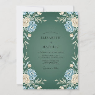 Convite Casamento Pétala Azul Floresta