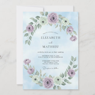 Convite Casamento Pétala Azul Lilás