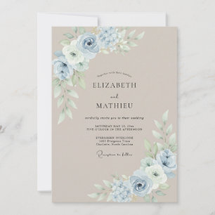 Convite Casamento Pétala Azul Pó de Champanhe