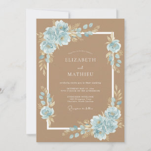 Convite Casamento Pétala Azul Toffee