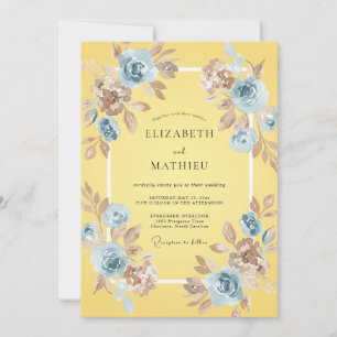 Convite Casamento Pétala Azure Amarelo